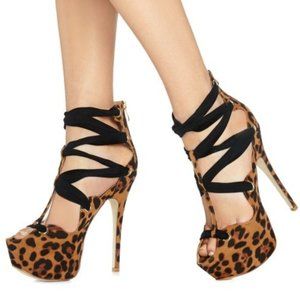 Leopard platform heels
